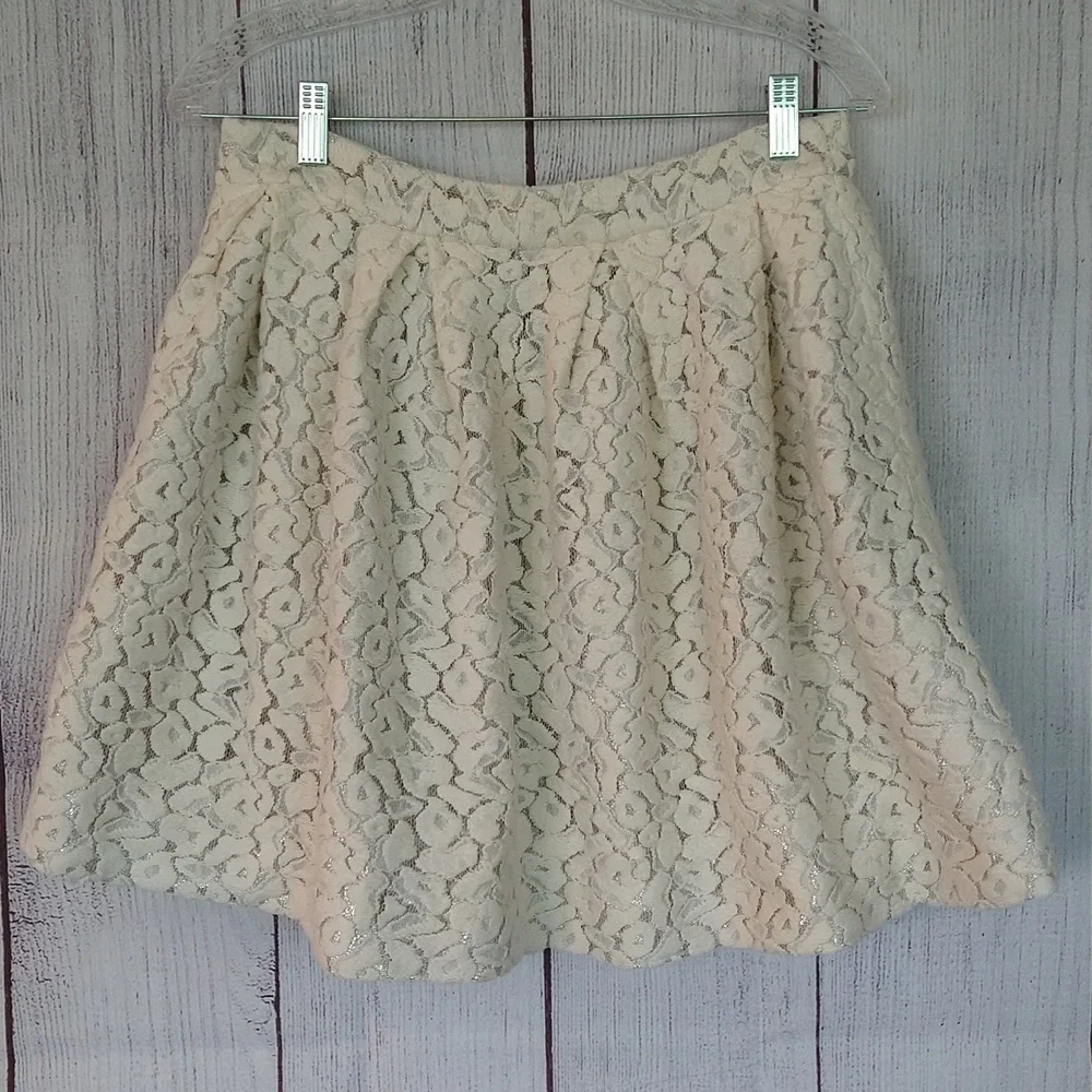 Elizabeth and James Patricia jacquard lace pleated skirt size medium